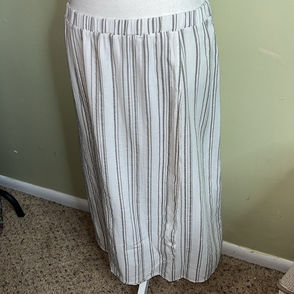 Mododoc Striped Cotton Faux Wrap Elastic Waistband midi skirt, size extra large - Picture 14 of 15